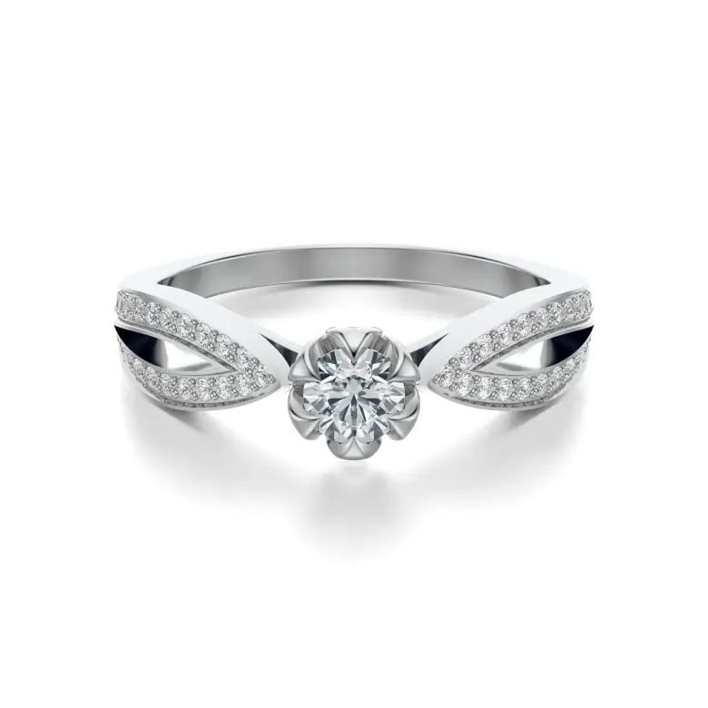 Pierścionek z białego złota z diamentami